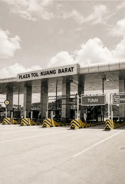 Toll plaza with safety barriers